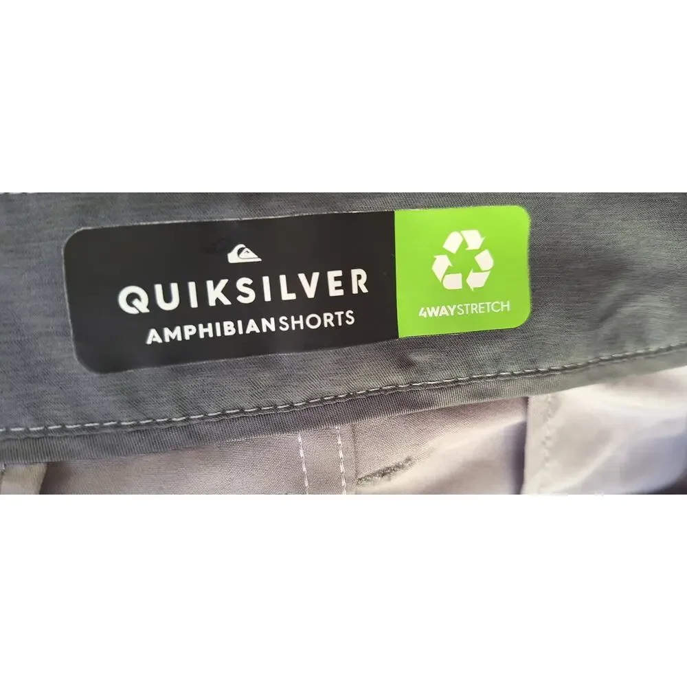 Quiksilver Men's Swim Amphibian Board Shorts Trunks 4 way Stretch Gray Size 34